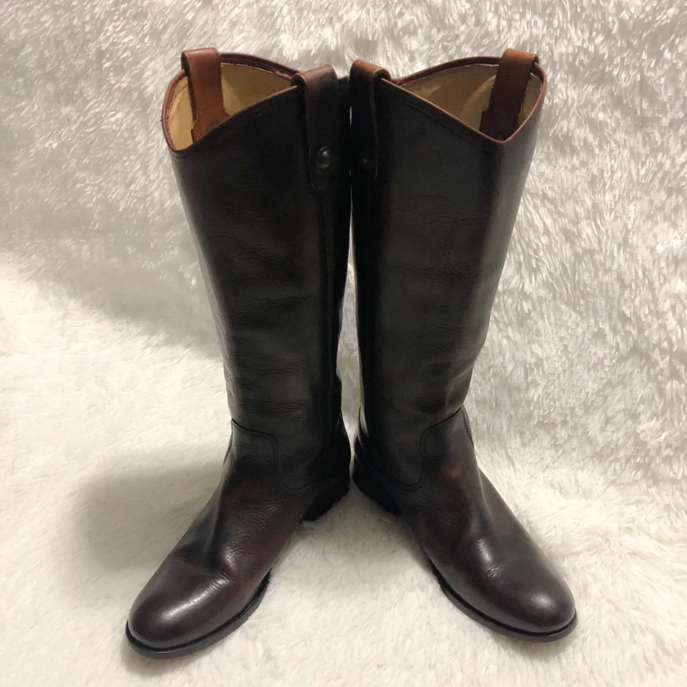 FRYE Melissa Button Leather Riding Boots. - Picture 2 of 14
